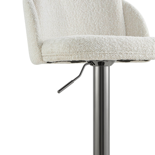 Upholstered Adjustable Height Swivel Bar Stools in Grey
