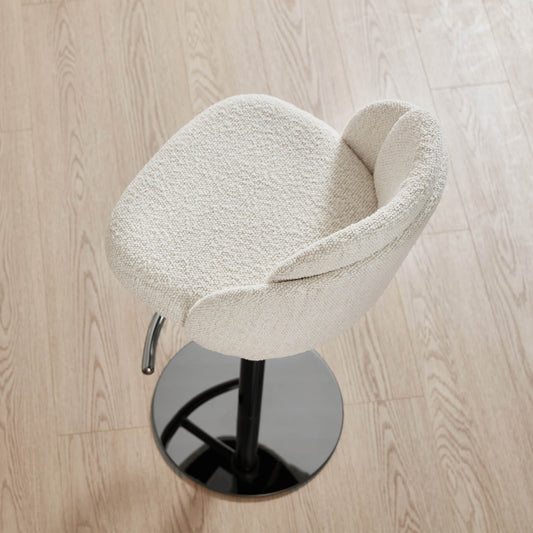 Upholstered Adjustable Height Swivel Bar Stools in Grey