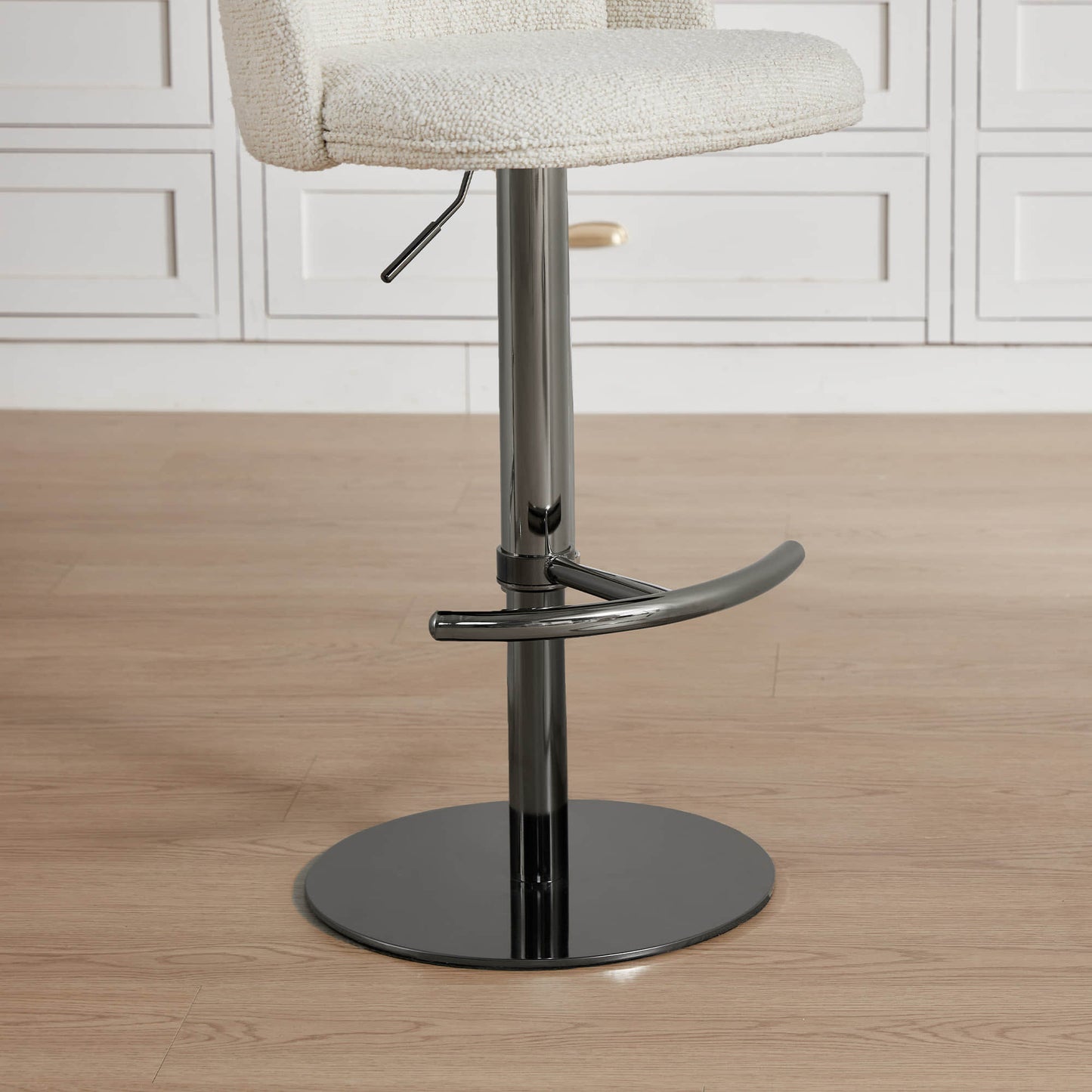 Upholstered Adjustable Height Swivel Bar Stools in Grey