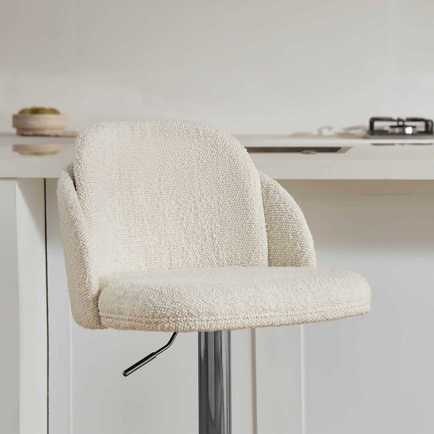 Upholstered Adjustable Height Swivel Bar Stools in Grey