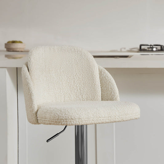 Upholstered Adjustable Height Swivel Bar Stools in Grey