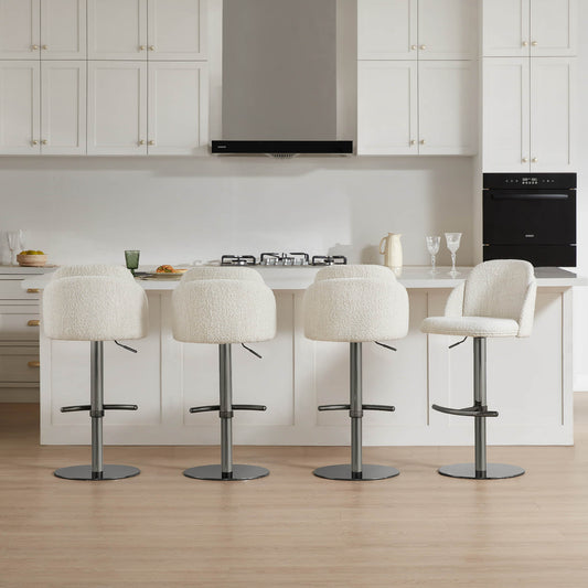 Upholstered Adjustable Height Swivel Bar Stools in Grey