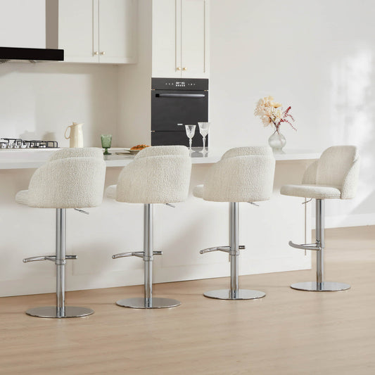 Upholstered Adjustable Height Swivel Bar Stools in Grey