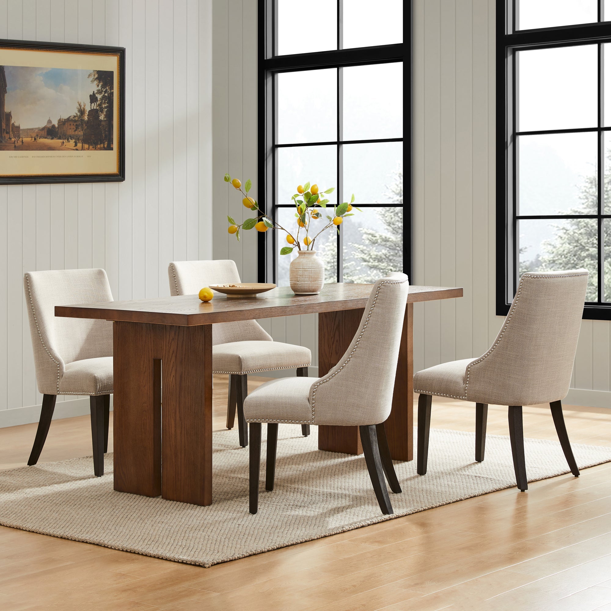 Upholstered Dining Chair Set with Nailhead Trim