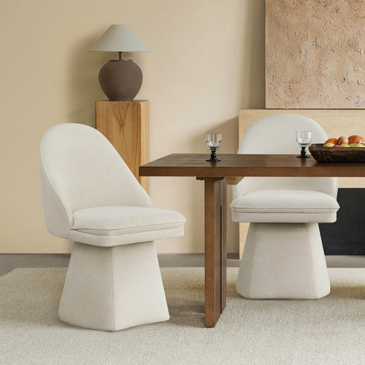 Upholstered Swivel Dining Chair with Curved Backrest