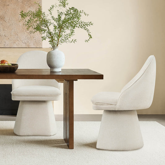 Upholstered Swivel Dining Chair with Curved Backrest