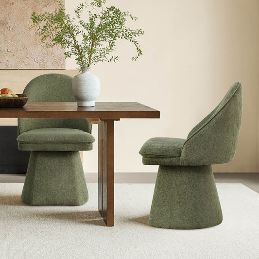 Upholstered Swivel Dining Chair with Curved Backrest