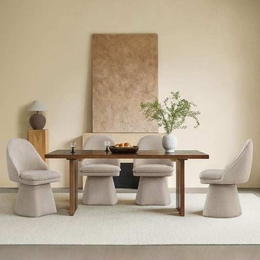 Upholstered Swivel Dining Chair with Curved Backrest