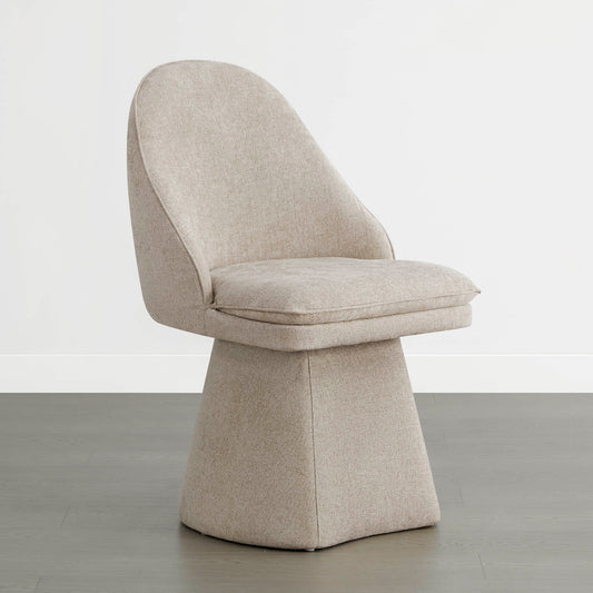 Upholstered Swivel Dining Chair with Curved Backrest
