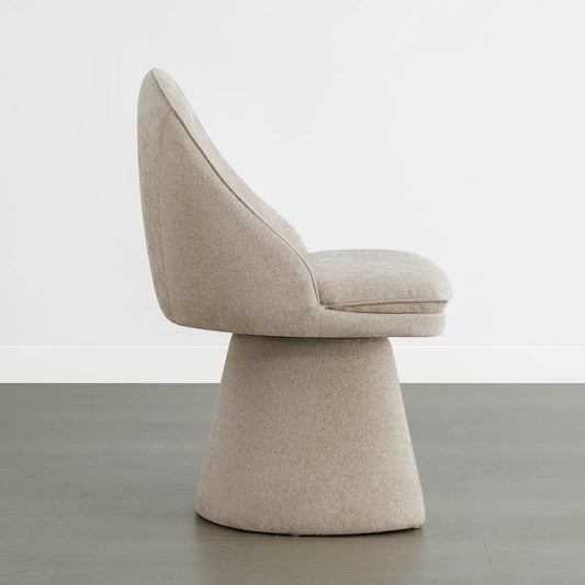 Upholstered Swivel Dining Chair with Curved Backrest