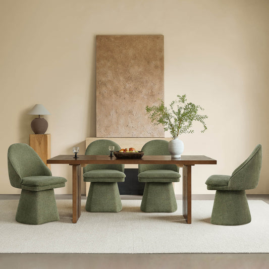 Upholstered Swivel Dining Chair with Curved Backrest