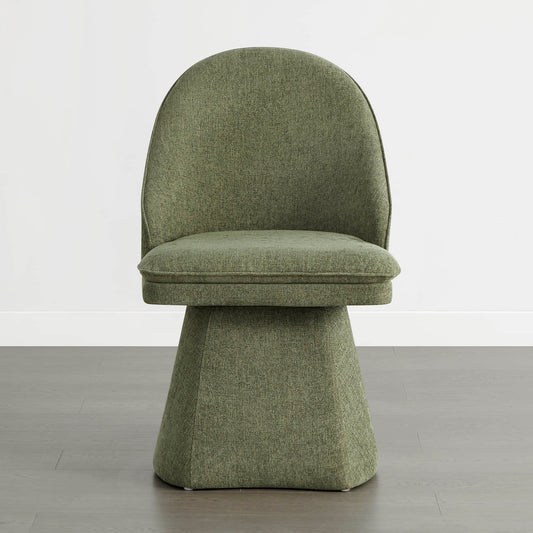 Upholstered Swivel Dining Chair with Curved Backrest