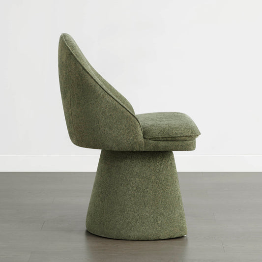 Upholstered Swivel Dining Chair with Curved Backrest