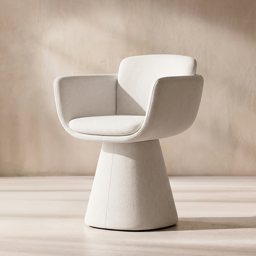 Swivel Dining Chair in Beige Fabric