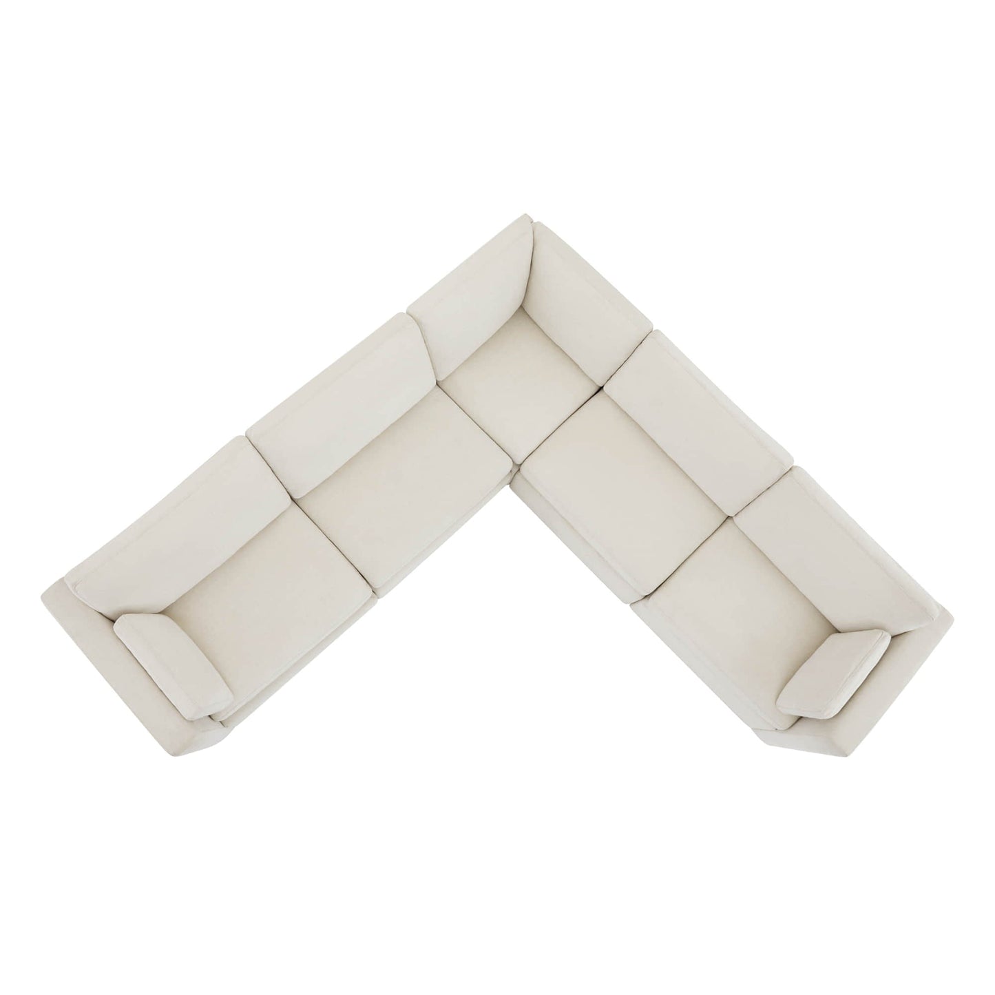 V Shaped Modular Sofa Chaise with 5 Seats in Fabric