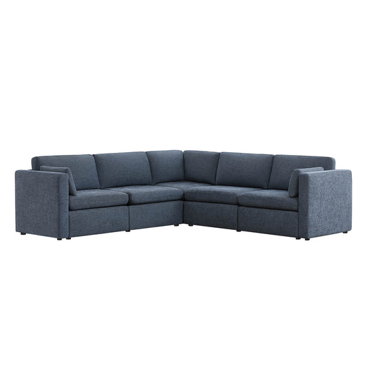 V Shaped Modular Sofa Chaise with 5 Seats in Fabric