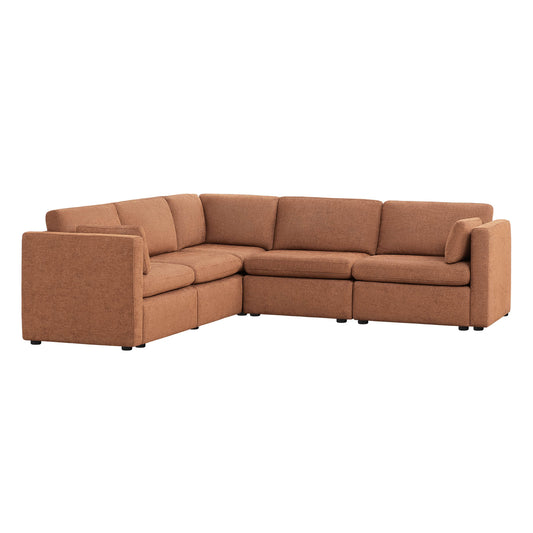 V Shaped Modular Sofa Chaise with 5 Seats in Fabric