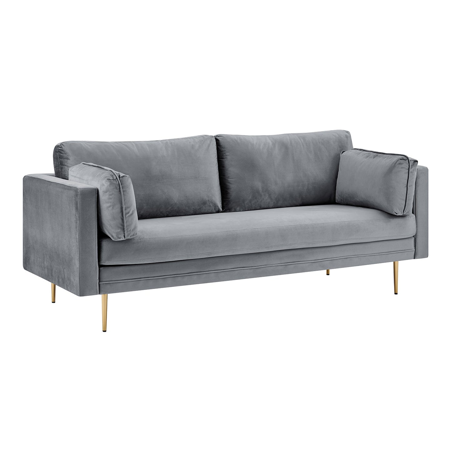 Velvet Fabric Sofa in Pelham Grey with Plush Cushions