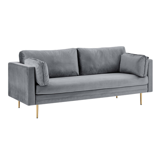 Velvet Fabric Sofa in Pelham Grey with Plush Cushions