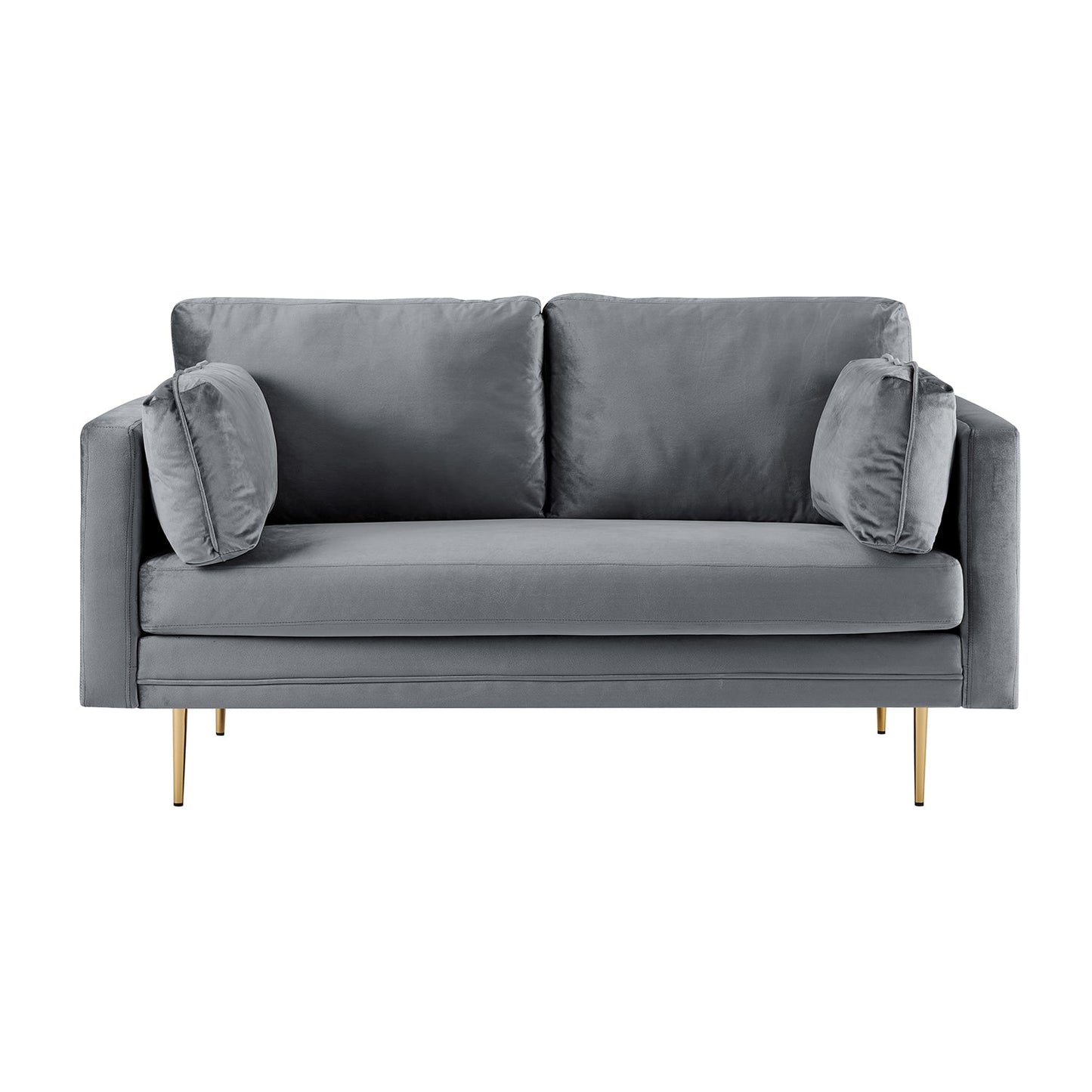 Velvet Fabric Sofa in Pelham Grey with Plush Cushions