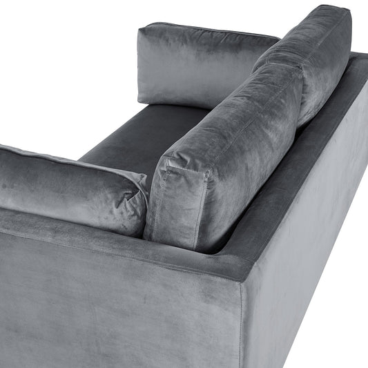 Velvet Fabric Sofa in Pelham Grey with Plush Cushions