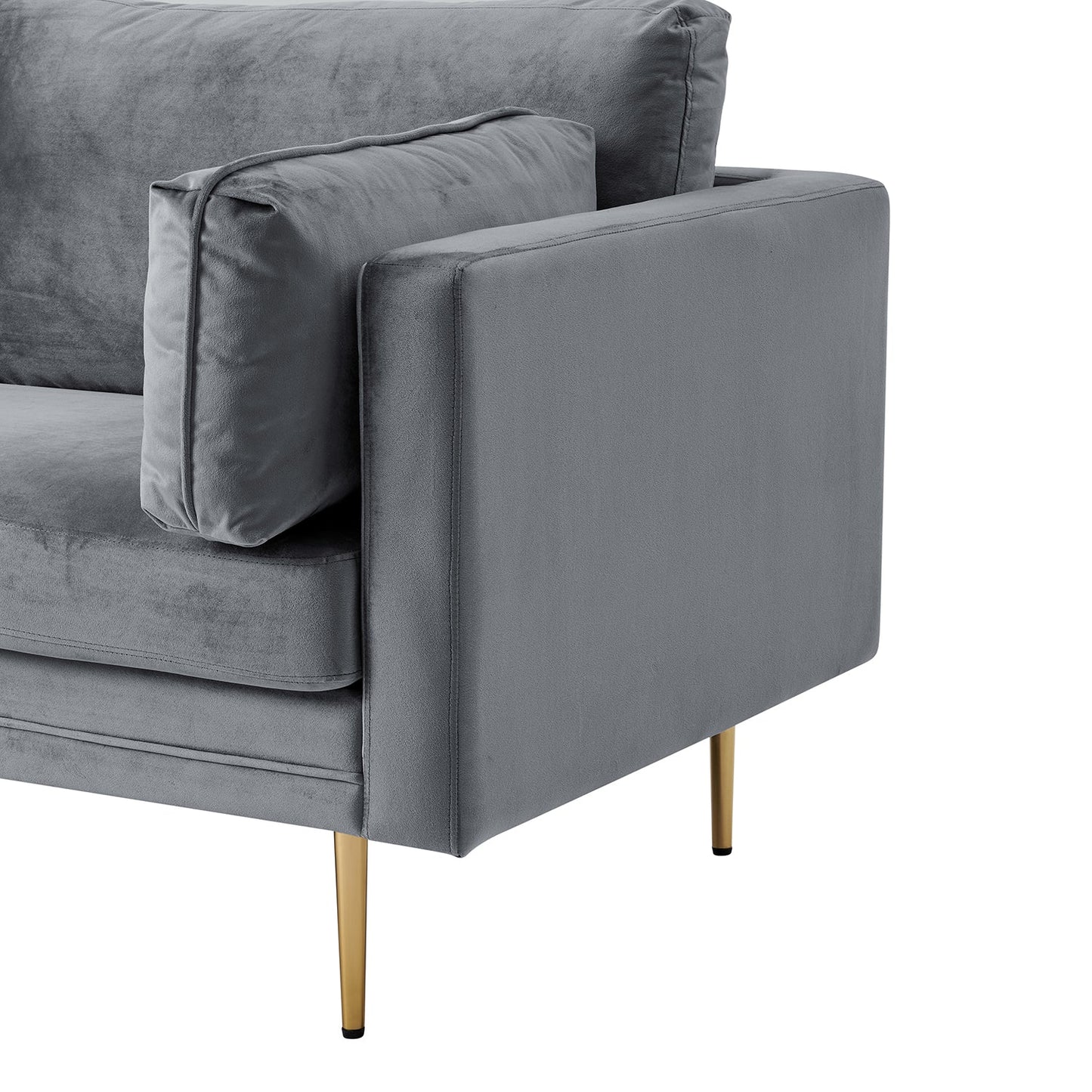 Velvet Fabric Sofa in Pelham Grey with Plush Cushions