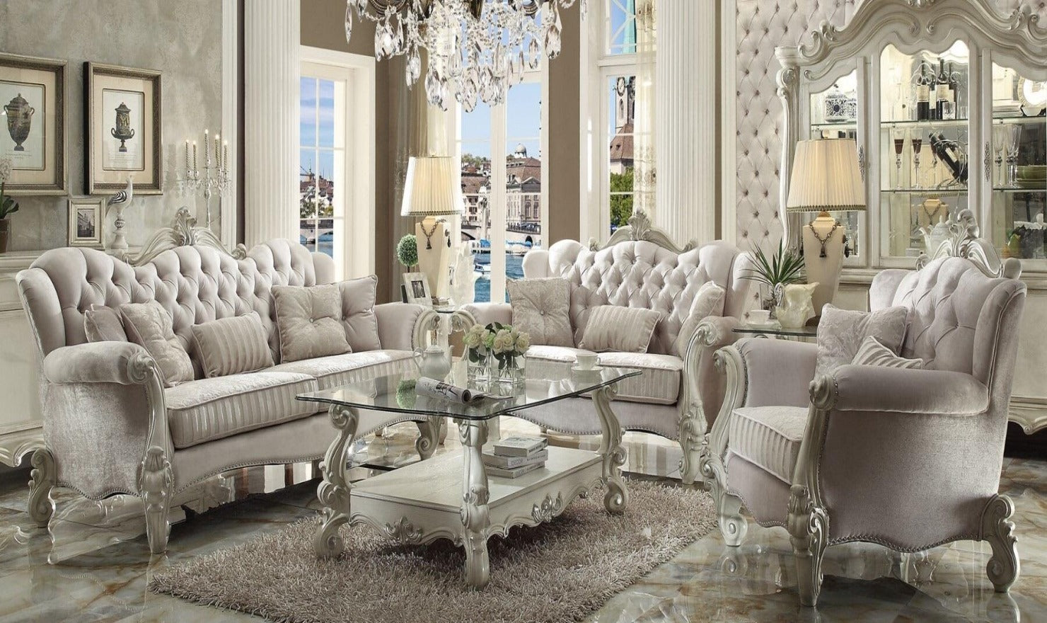 Versailles Sofa in Classic Beige Velvet