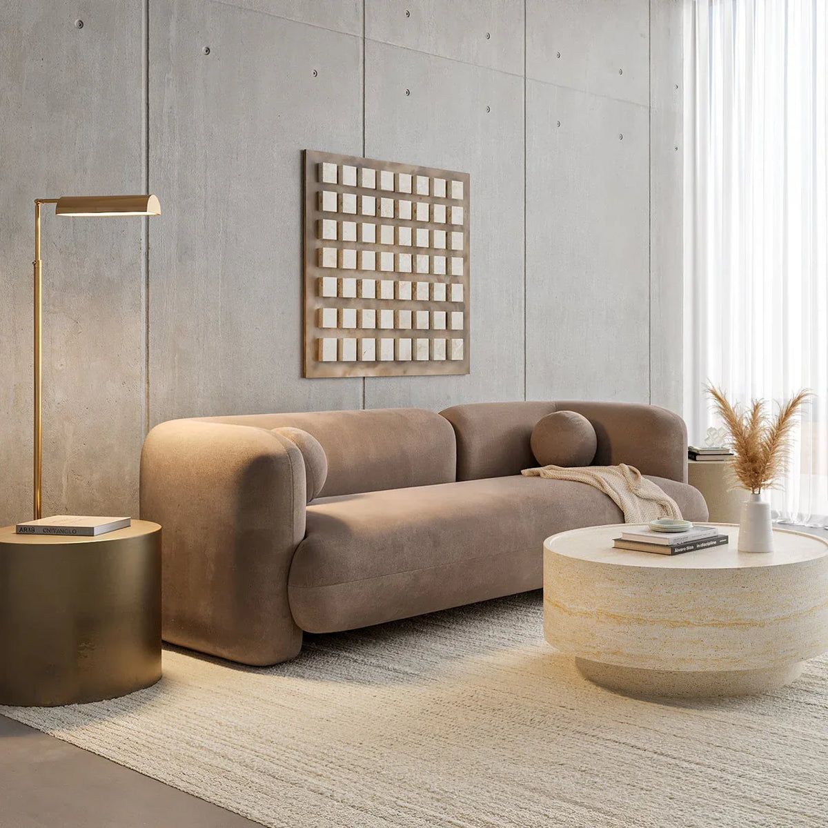 3 Seater Sofa in Mocha with Contemporary Design