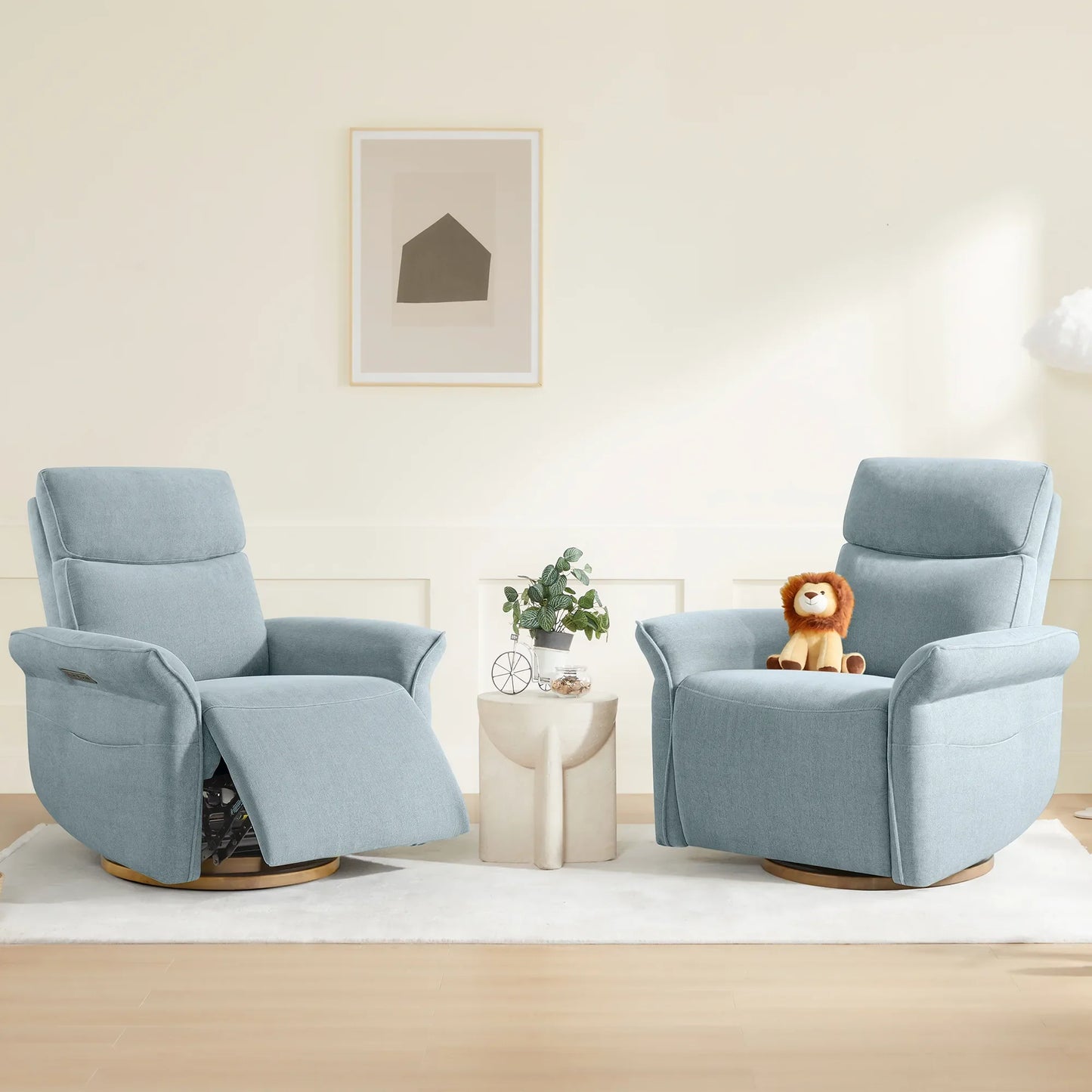 Modern Power Swivel Glider Recliner with Lumbar Support