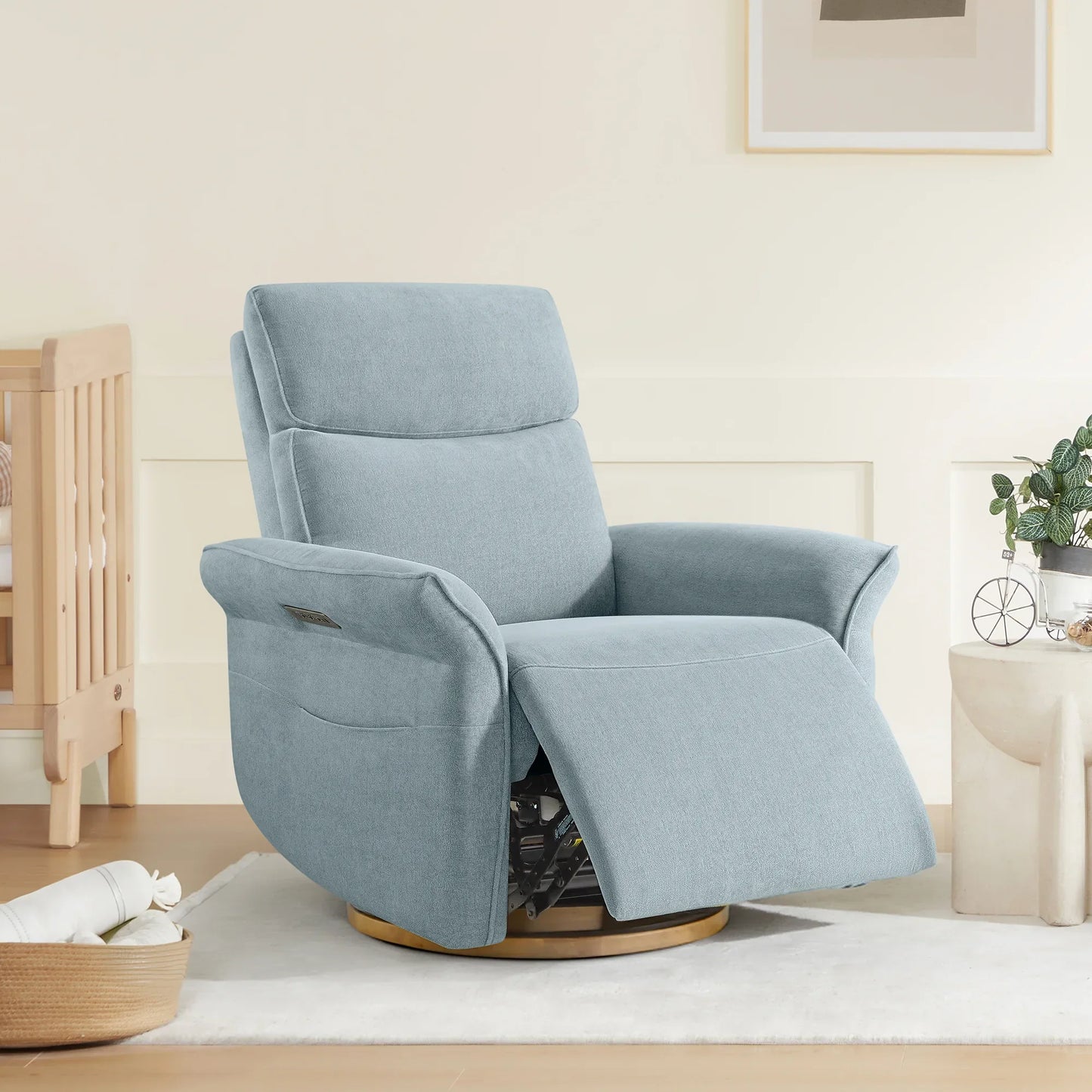 Modern Power Swivel Glider Recliner with Lumbar Support