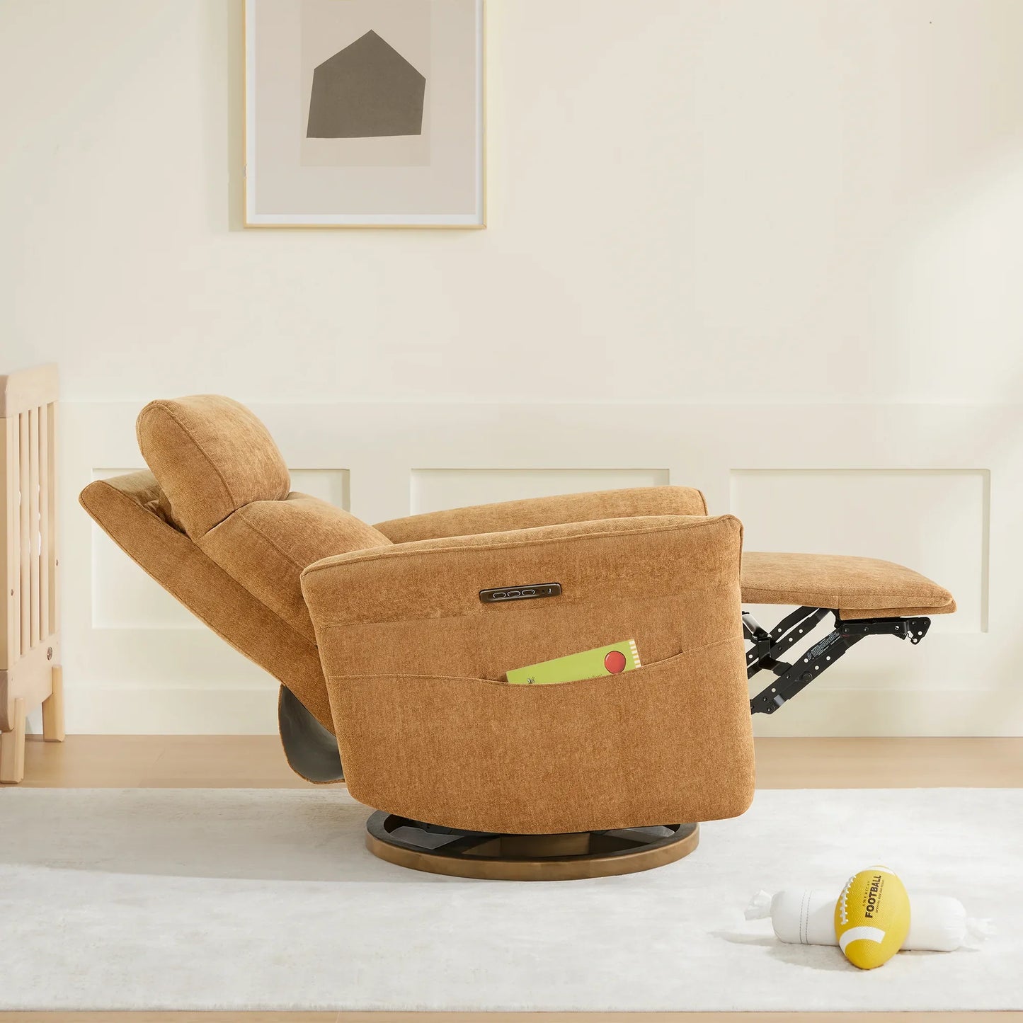 Modern Power Swivel Glider Recliner with Lumbar Support