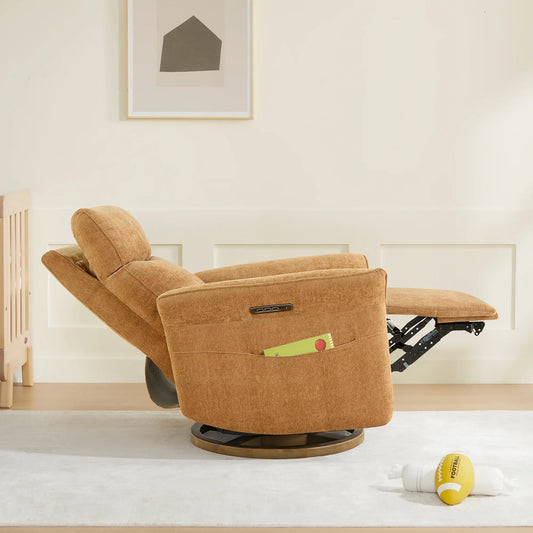 Modern Power Swivel Glider Recliner with Lumbar Support