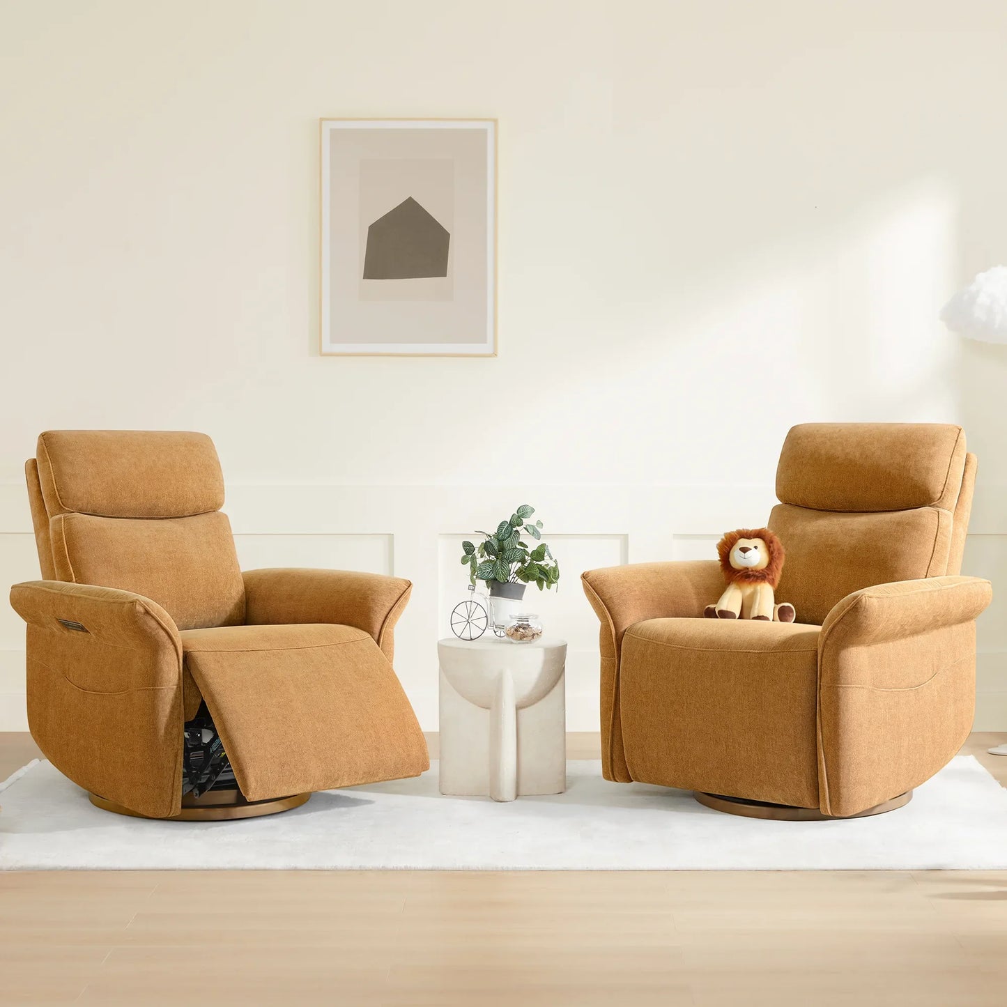 Vinca Power Swivel Glider Recliner with Lumbar Support