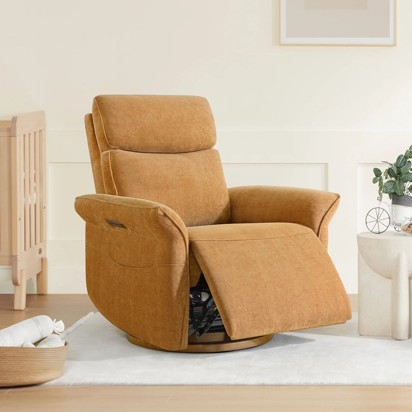 Modern Power Swivel Glider Recliner with Lumbar Support