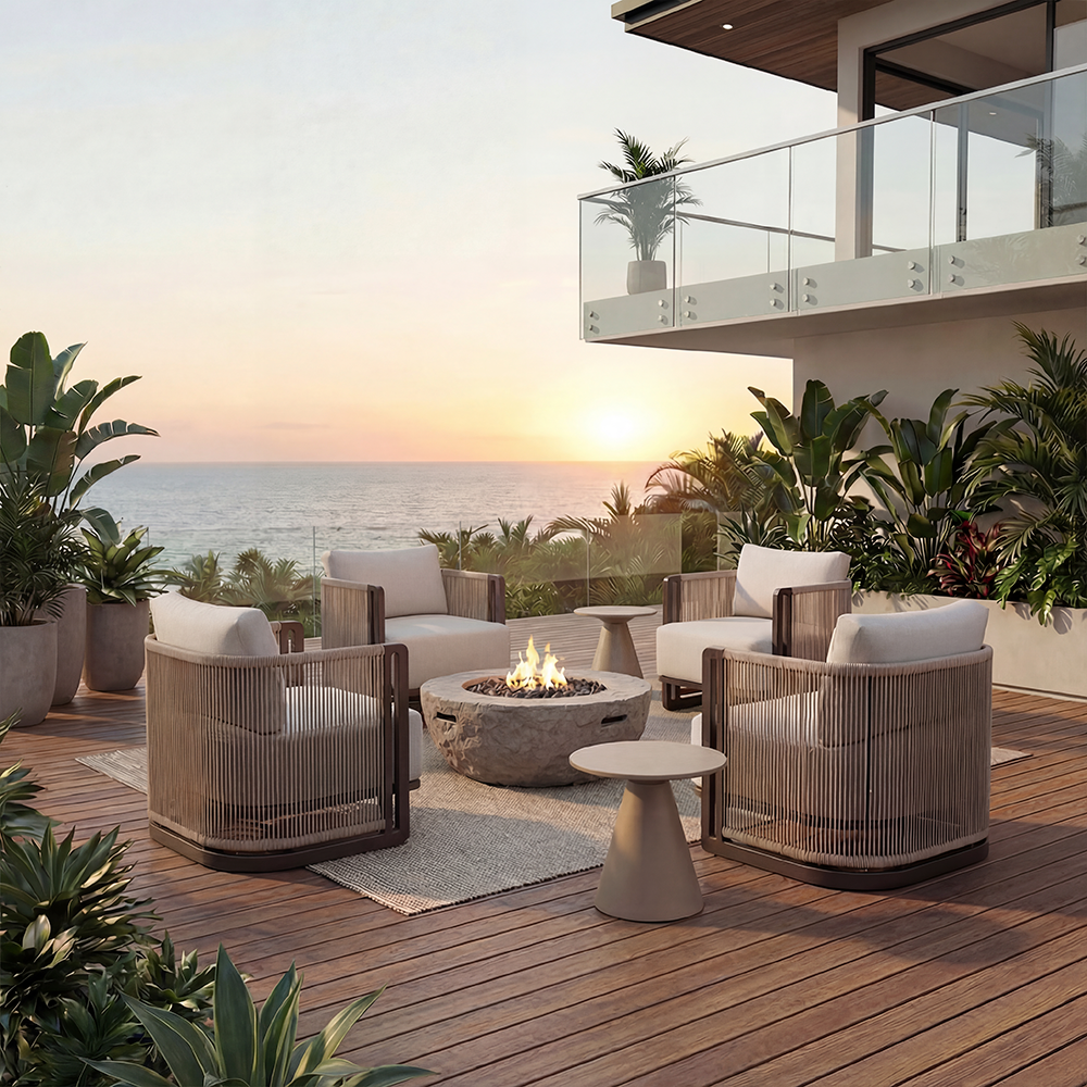 Outdoor Lounge Chair with Weather-Resistant Fabric