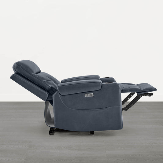 Wall Hugger Power Recliner in Genuine Leather with Cup Holders