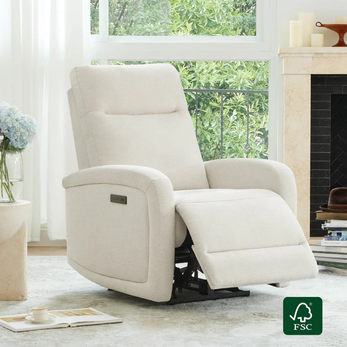 Wall Hugger Power Recliner with Adjustable Headrest
