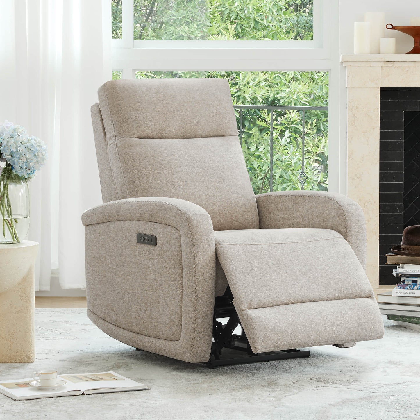 Wall Hugger Power Recliner with Adjustable Headrest