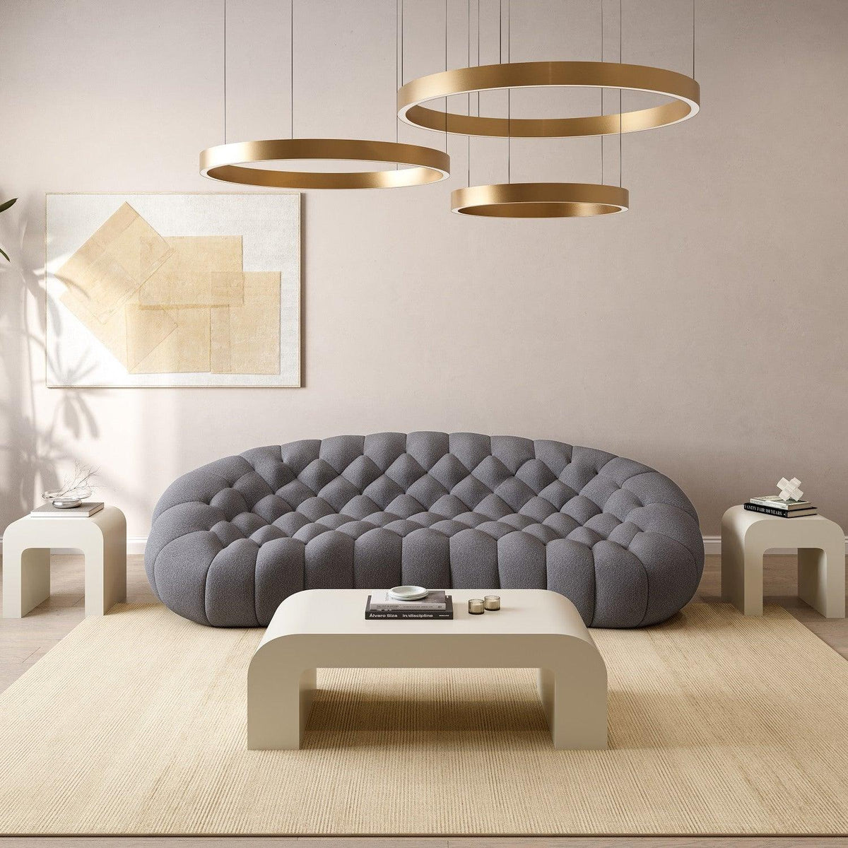 Three-Seater Sofa in Grey with Contemporary Design