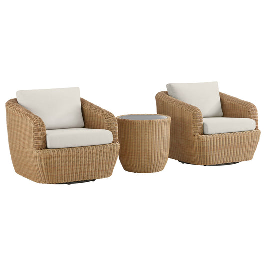 Wicker Outdoor Bistro Set with Curved Back Chairs