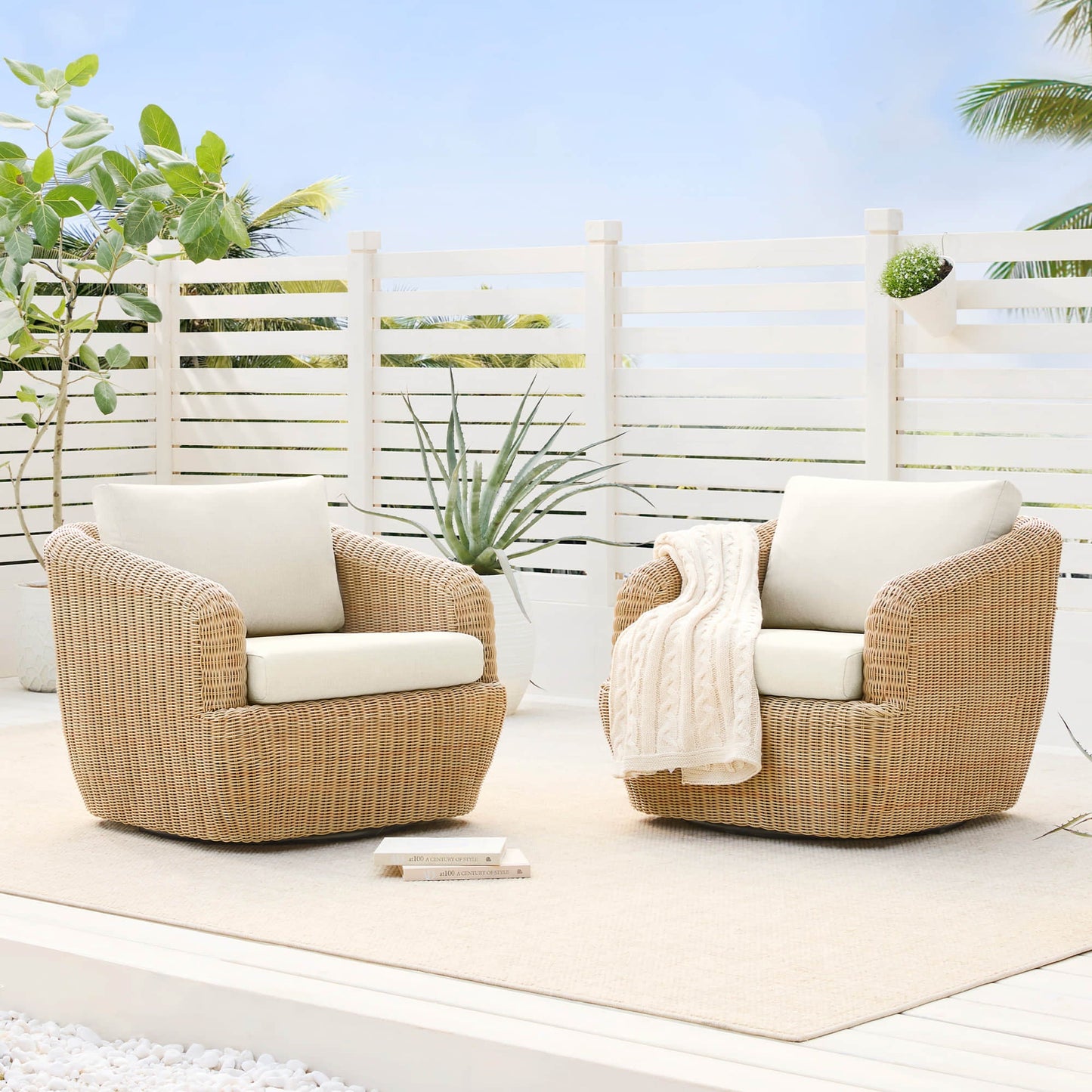 Wicker Outdoor Conversation Set with Cushioned Seating
