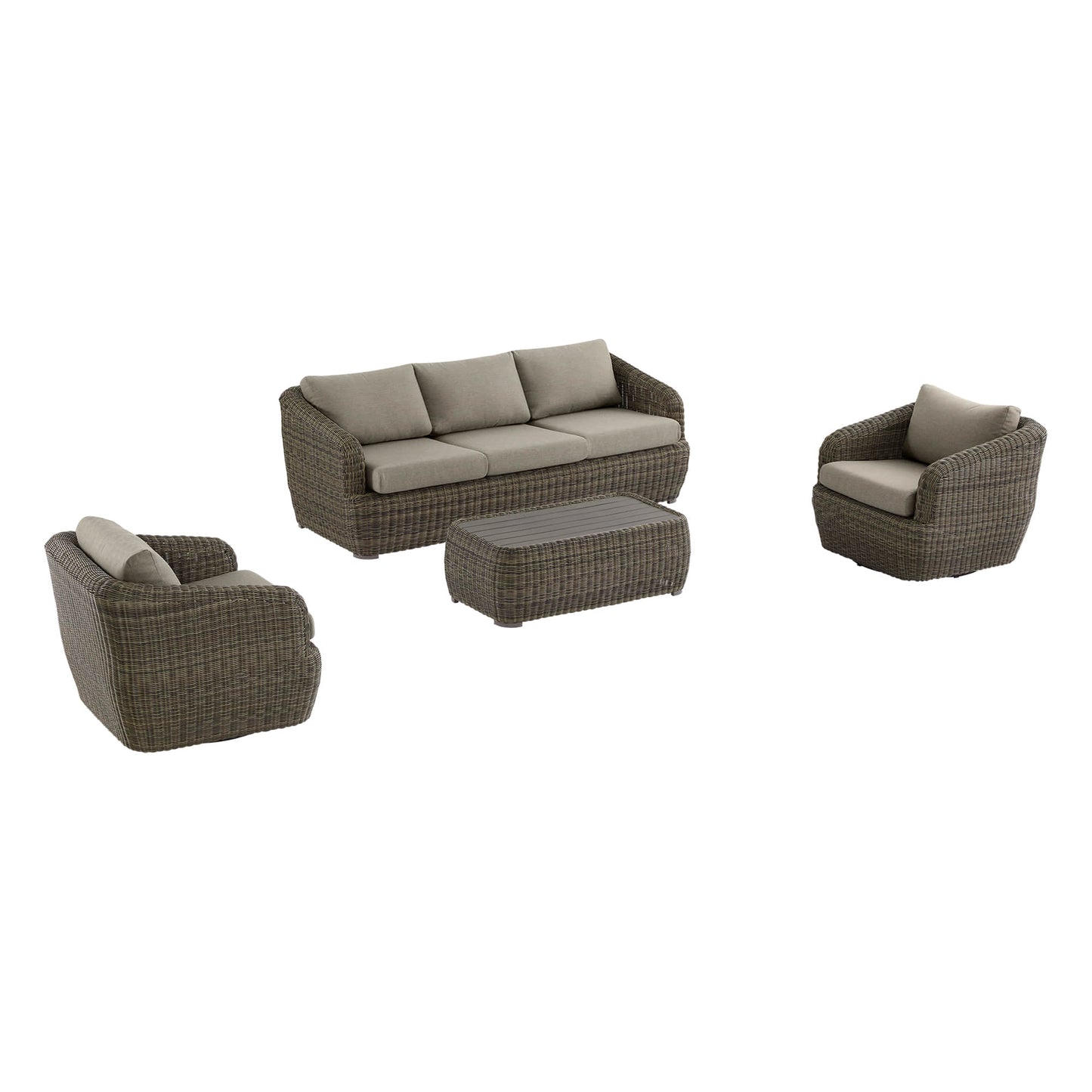 Wicker Outdoor Sofa Set with 5 Seats in Natural Finish