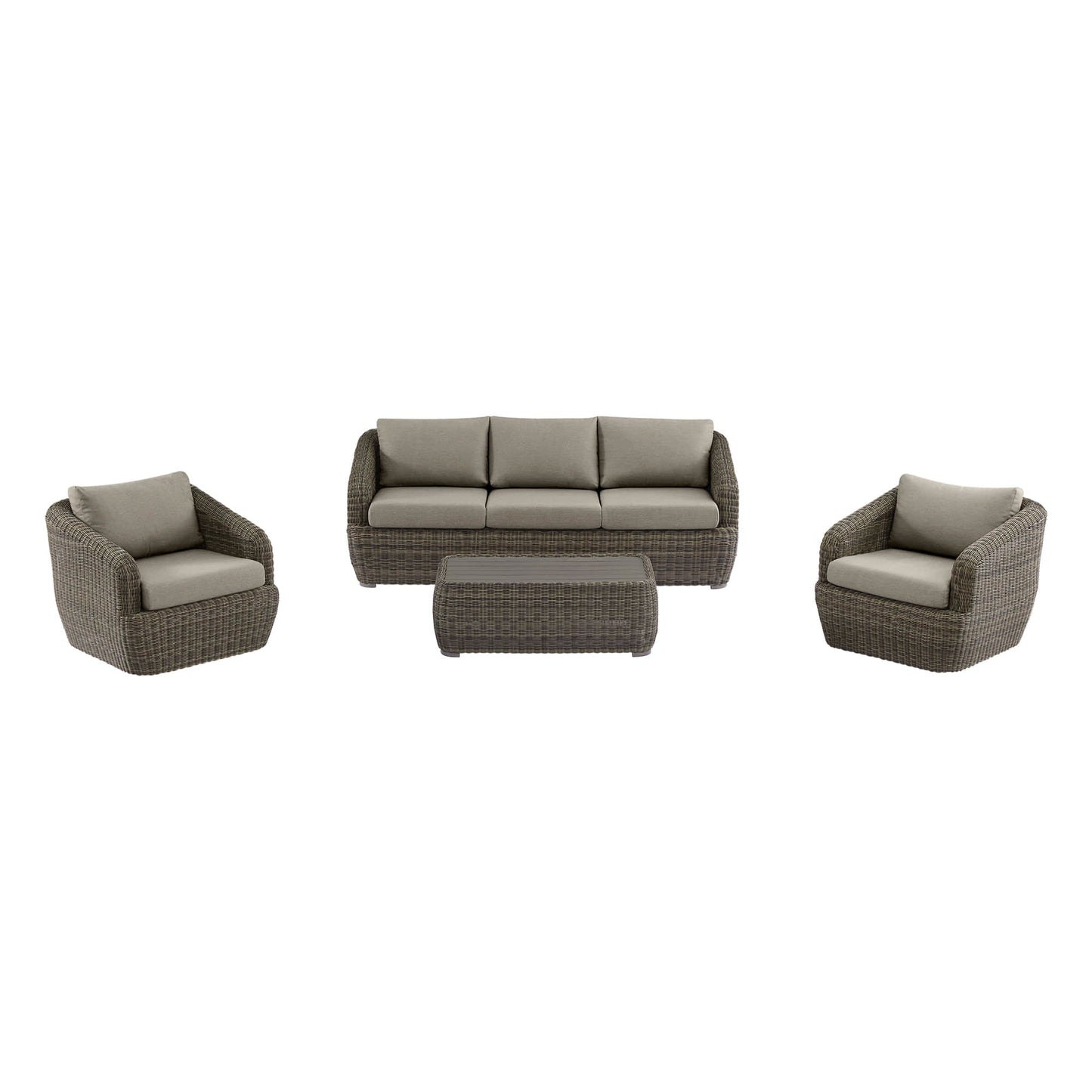 Wicker Outdoor Sofa Set with 5 Seats in Natural Finish