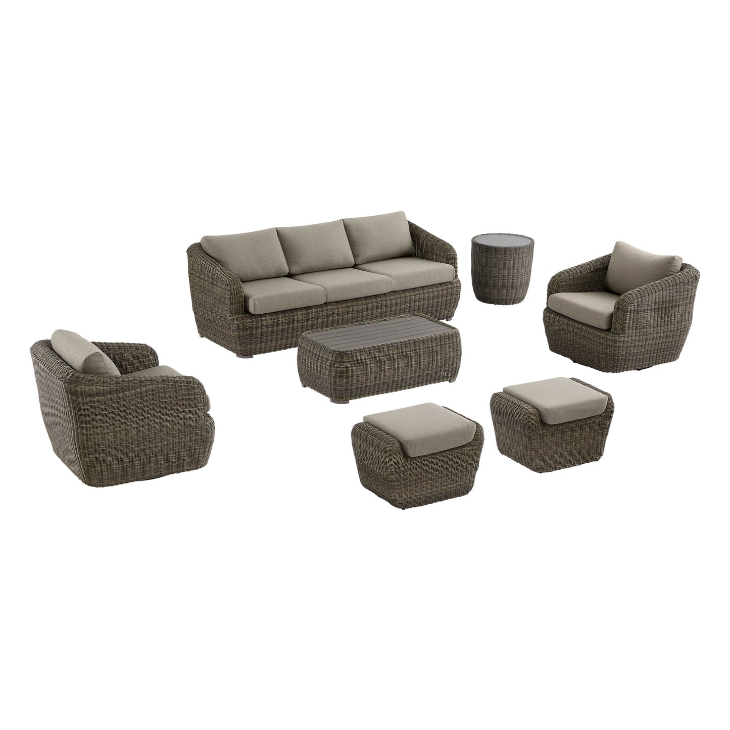 Wicker Outdoor Sofa Set with 5 Seats in Natural Finish