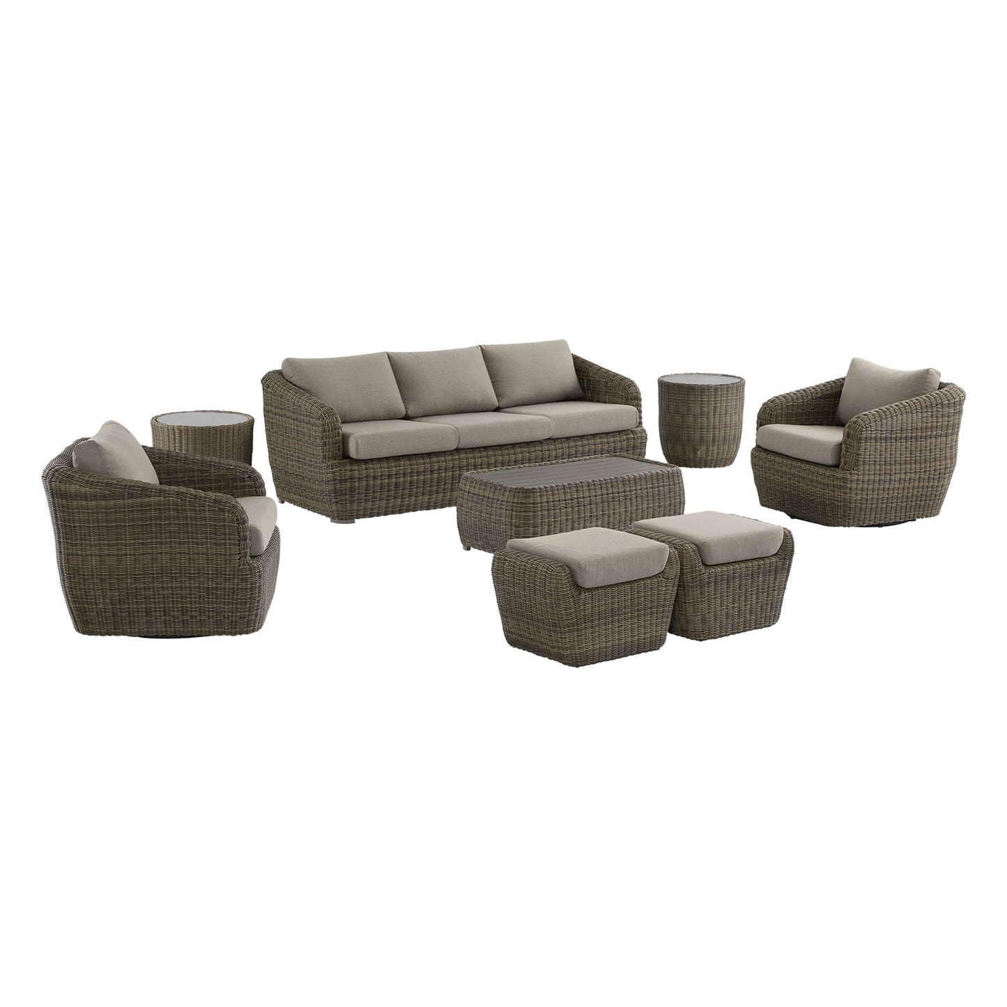 Wicker Outdoor Sofa Set with 5 Seats in Natural Finish