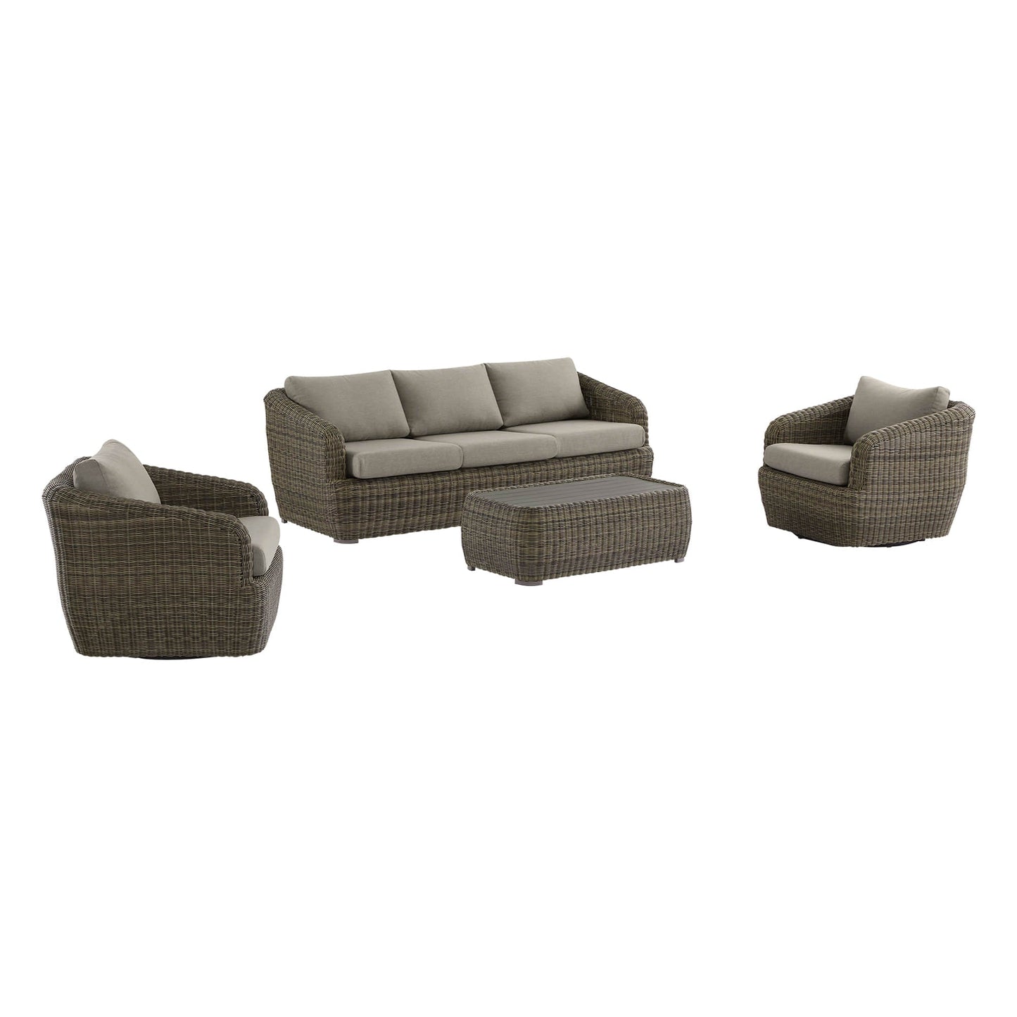 Wicker Outdoor Sofa Set with 5 Seats in Natural Finish