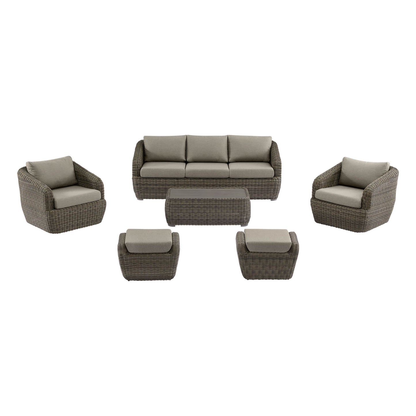 Wicker Outdoor Sofa Set with 5 Seats in Natural Finish