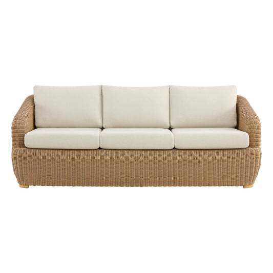 Wicker Outdoor Sofa Set with 5 Seats in Natural Finish