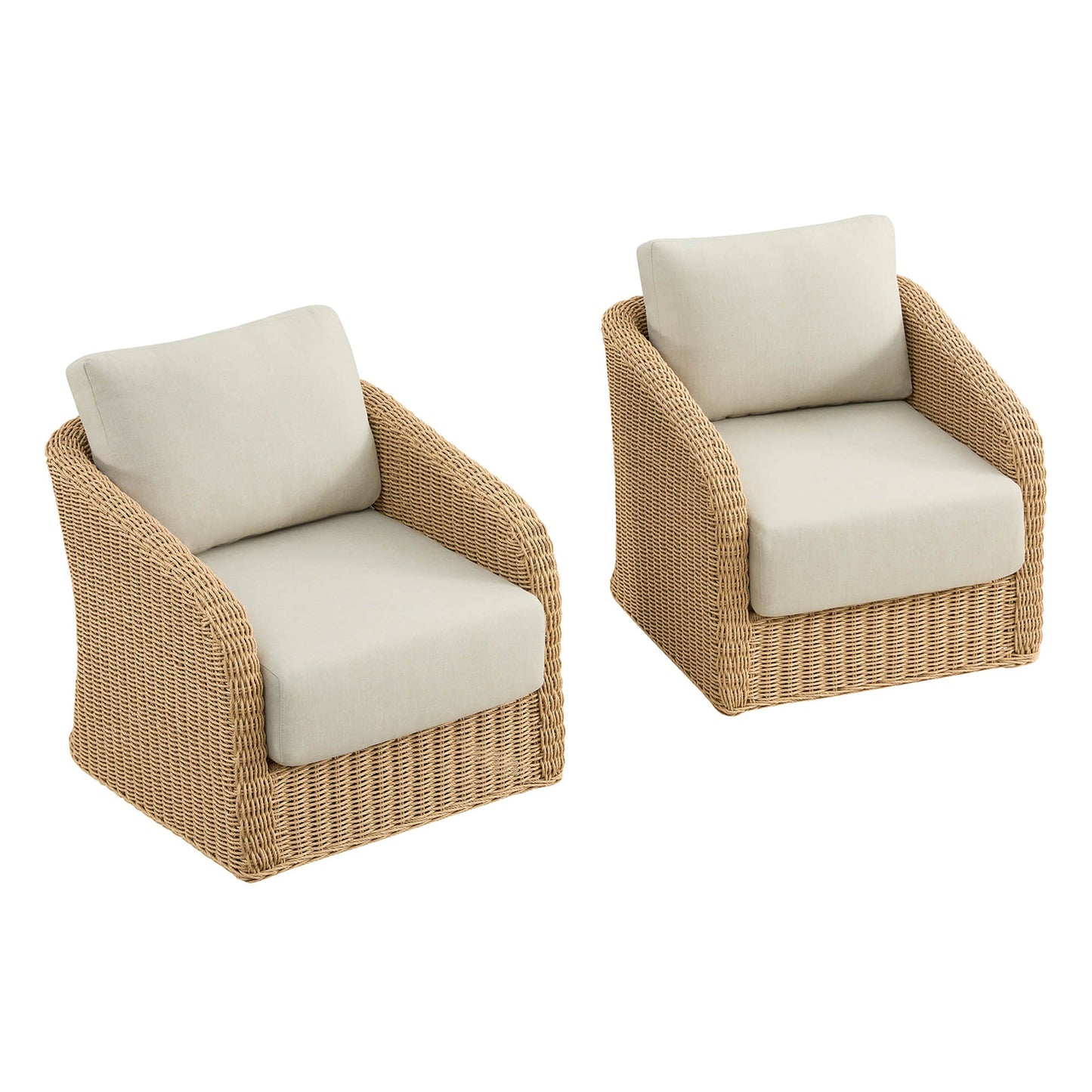 Wicker Woven Outdoor Swivel Chair Set of 2