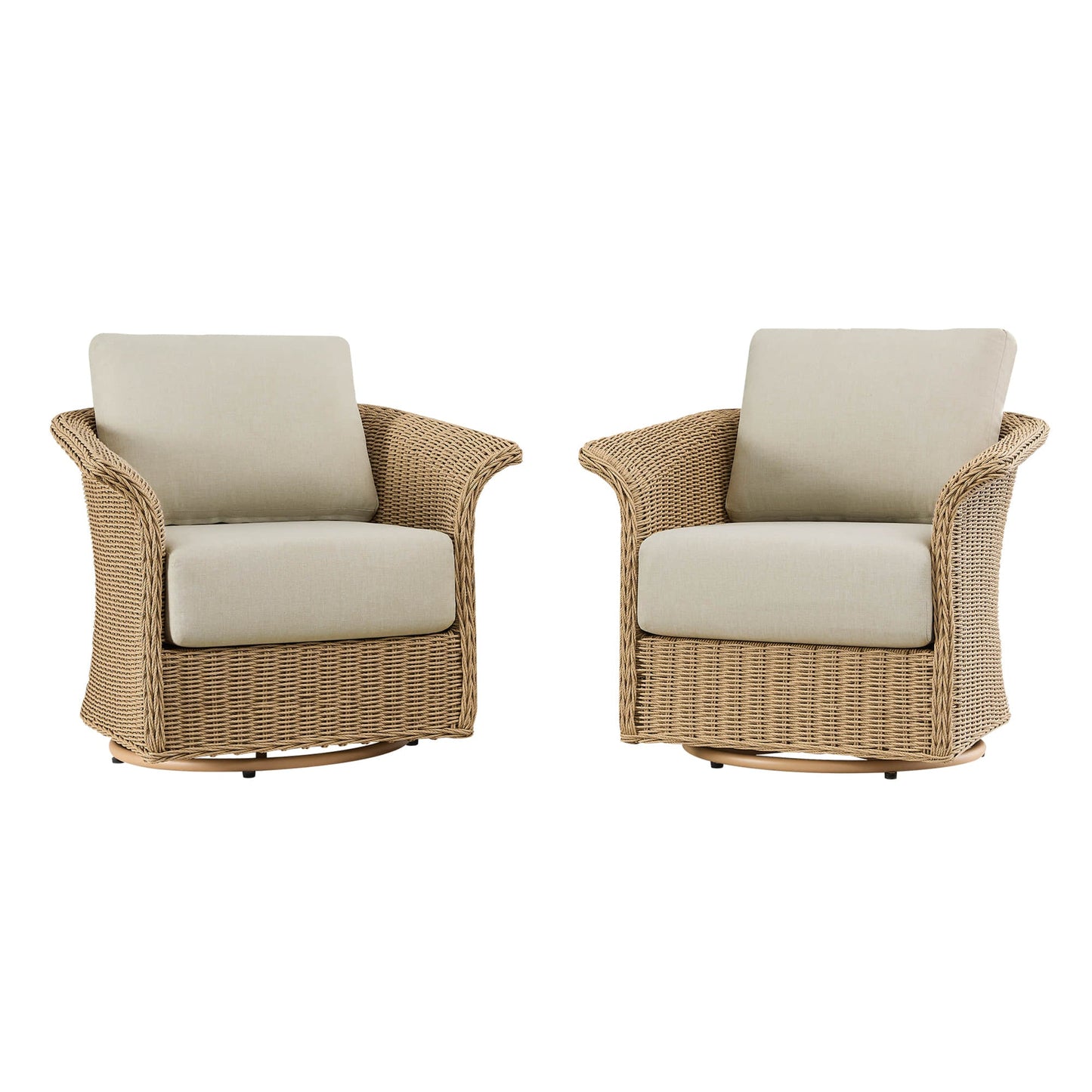 Wicker Woven Outdoor Swivel Chair Set of 2